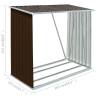 Garden Log Storage Shed - Galvanised Steel 163x83x154 cm Brown