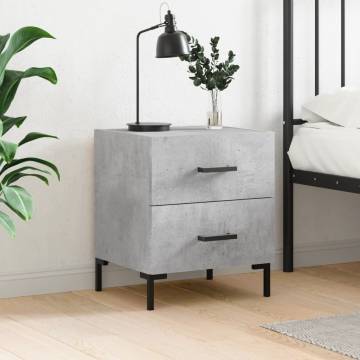 Stylish Concrete Grey Bedside Cabinet - Modern Storage Solution