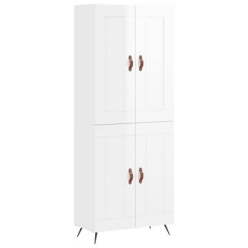 Stylish Highboard High Gloss White - 69.5x34x180 cm