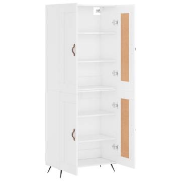 Stylish Highboard High Gloss White - 69.5x34x180 cm