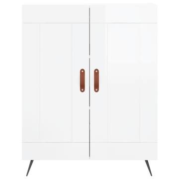 Stylish Highboard High Gloss White - 69.5x34x180 cm