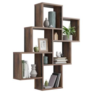 FMD Wall-Mounted Shelf with 8 Compartments - Old Style Dark