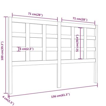 Honey Brown Solid Wood Bed Headboard - 156x4x100 cm | Hipo Market