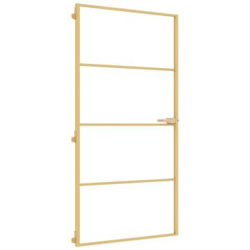 Interior Door Slim Golden - Tempered Glass & Aluminium | Hipomarket