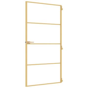 Interior Door Slim Golden - Tempered Glass & Aluminium | Hipomarket