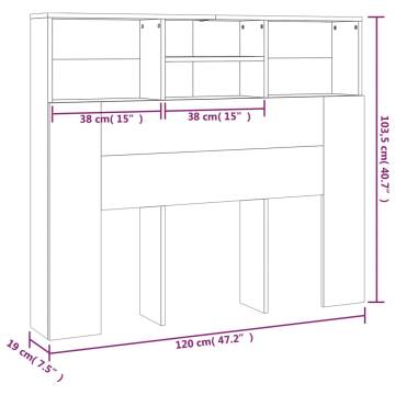 Headboard Cabinet White - Stylish Bedroom Storage 120x19x103.5cm