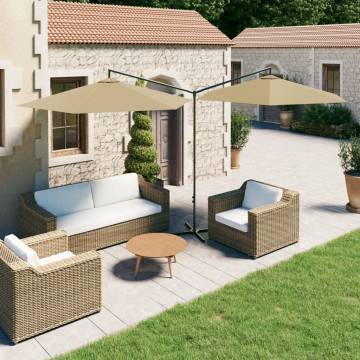 Double Parasol with Steel Pole Taupe 600 cm - Stylish Outdoor Shade