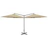 Double Parasol with Steel Pole Taupe 600 cm - Stylish Outdoor Shade