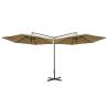 Double Parasol with Steel Pole Taupe 600 cm - Stylish Outdoor Shade