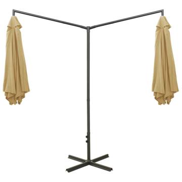 Double Parasol with Steel Pole Taupe 600 cm - Stylish Outdoor Shade