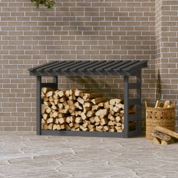 Firewood Rack Grey - Solid Pine Wood 108x64.5x78 cm