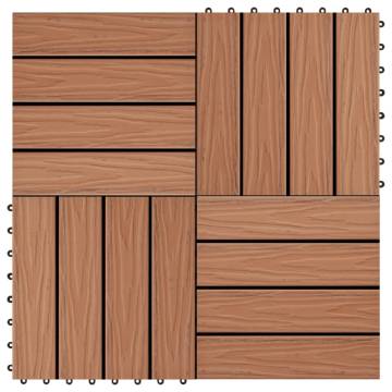 11 pcs Deep Embossed WPC Decking Tiles Light Brown - 1 sqm