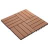 11 pcs Deep Embossed WPC Decking Tiles Light Brown - 1 sqm