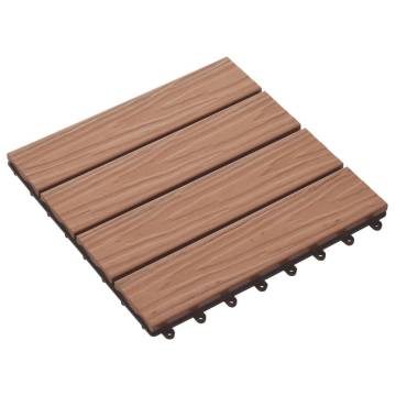 11 pcs Deep Embossed WPC Decking Tiles Light Brown - 1 sqm