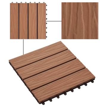 11 pcs Deep Embossed WPC Decking Tiles Light Brown - 1 sqm