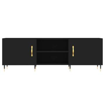 Stylish Black TV Cabinet - 150x30x50 cm Engineered Wood