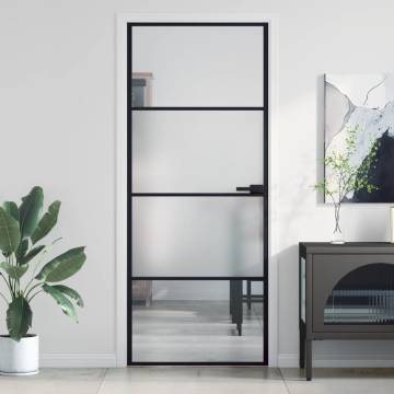 Interior Door Slim Black 83x201.5 cm | Tempered Glass & Aluminium