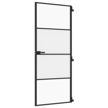 Interior Door Slim Black 83x201.5 cm | Tempered Glass & Aluminium