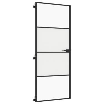 Interior Door Slim Black 83x201.5 cm | Tempered Glass & Aluminium