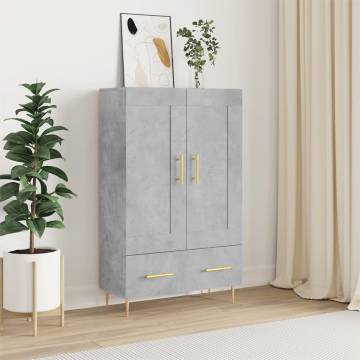 Stylish Highboard in Concrete Grey - Engineered Wood Storage