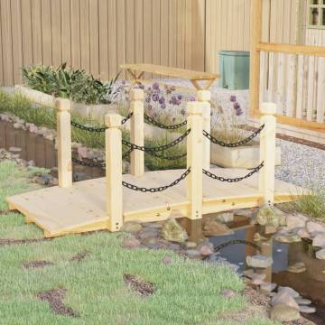 Garden Bridge with Chain Railings | Solid Wood Spruce 150x67cm