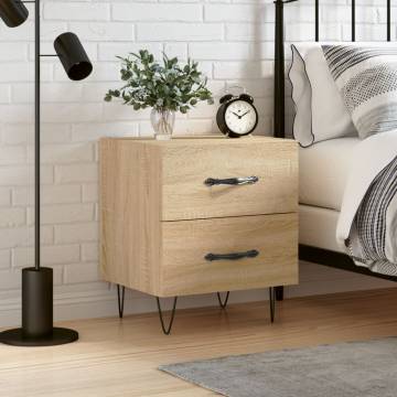 Modern Sonoma Oak Bedside Cabinet - 40x35x47.5 cm