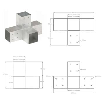 Post Connectors 4 pcs X Shape Galvanised Metal - Hipo Market