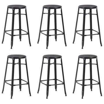 Stylish Black Steel Bar Stools - Set of 6 | HipoMarket