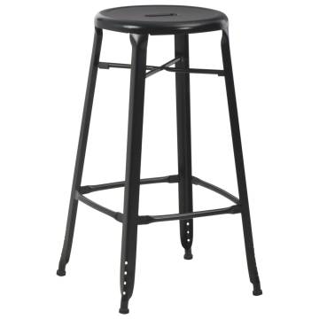 Stylish Black Steel Bar Stools - Set of 6 | HipoMarket