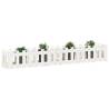 White Garden Raised Bed with Fence - Solid Pine 200x30x30 cm