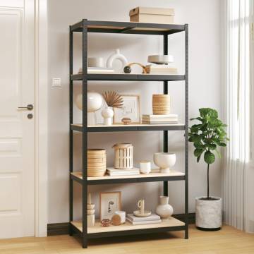 5-Layer Anthracite Storage Shelf | Durable Steel & Wood