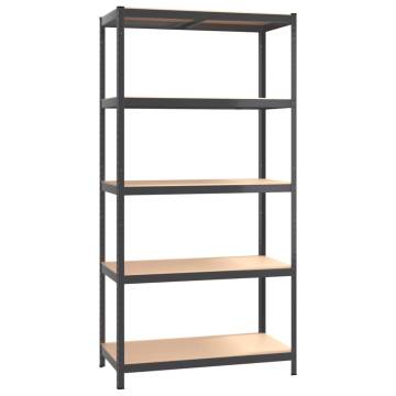 5-Layer Anthracite Storage Shelf | Durable Steel & Wood