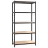 5-Layer Anthracite Storage Shelf | Durable Steel & Wood