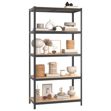 5-Layer Anthracite Storage Shelf | Durable Steel & Wood