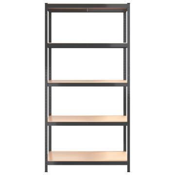 5-Layer Anthracite Storage Shelf | Durable Steel & Wood