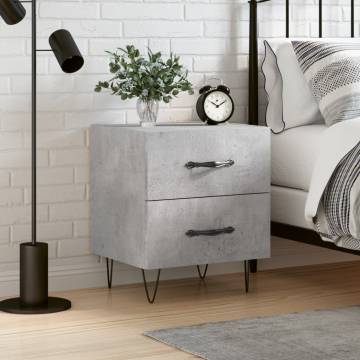 Stylish Bedside Cabinet - Concrete Grey, 40x35x47.5 cm