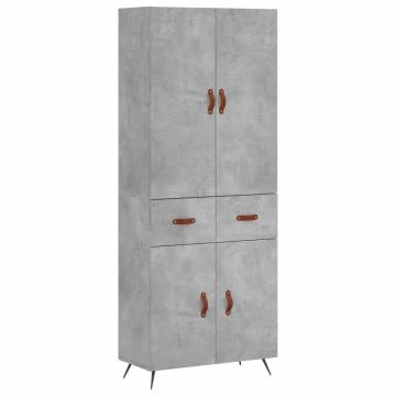 Elegant Highboard Concrete Grey - 69.5x34x180 cm