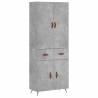 Elegant Highboard Concrete Grey - 69.5x34x180 cm