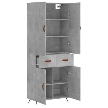 Elegant Highboard Concrete Grey - 69.5x34x180 cm