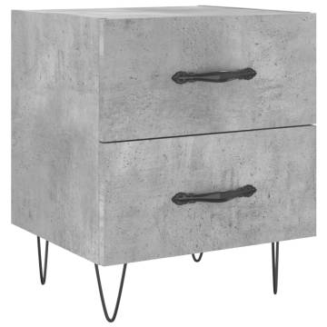 Stylish Bedside Cabinet - Concrete Grey, 40x35x47.5 cm