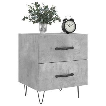 Stylish Bedside Cabinet - Concrete Grey, 40x35x47.5 cm