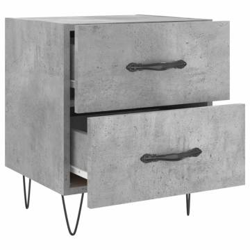 Stylish Bedside Cabinet - Concrete Grey, 40x35x47.5 cm