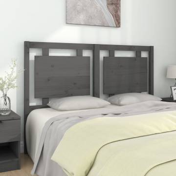 Grey Bed Headboard - Solid Pine Wood, 145.5x4x100 cm