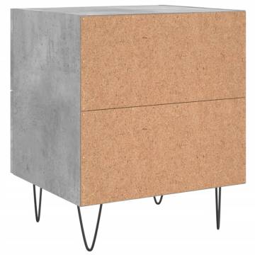 Stylish Bedside Cabinet - Concrete Grey, 40x35x47.5 cm