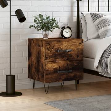 Stylish Smoked Oak Bedside Cabinet - 40x35x47.5 cm