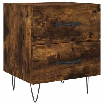 Stylish Smoked Oak Bedside Cabinet - 40x35x47.5 cm