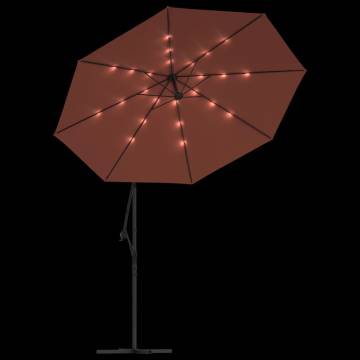 Cantilever Umbrella with LED Lights - Terracotta | Hipo Market