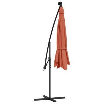 Cantilever Umbrella with LED Lights - Terracotta | Hipo Market