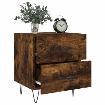 Stylish Smoked Oak Bedside Cabinet - 40x35x47.5 cm