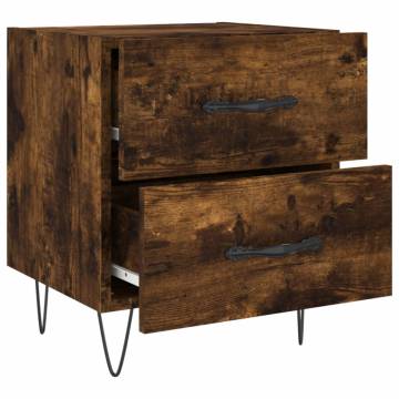 Stylish Smoked Oak Bedside Cabinet - 40x35x47.5 cm